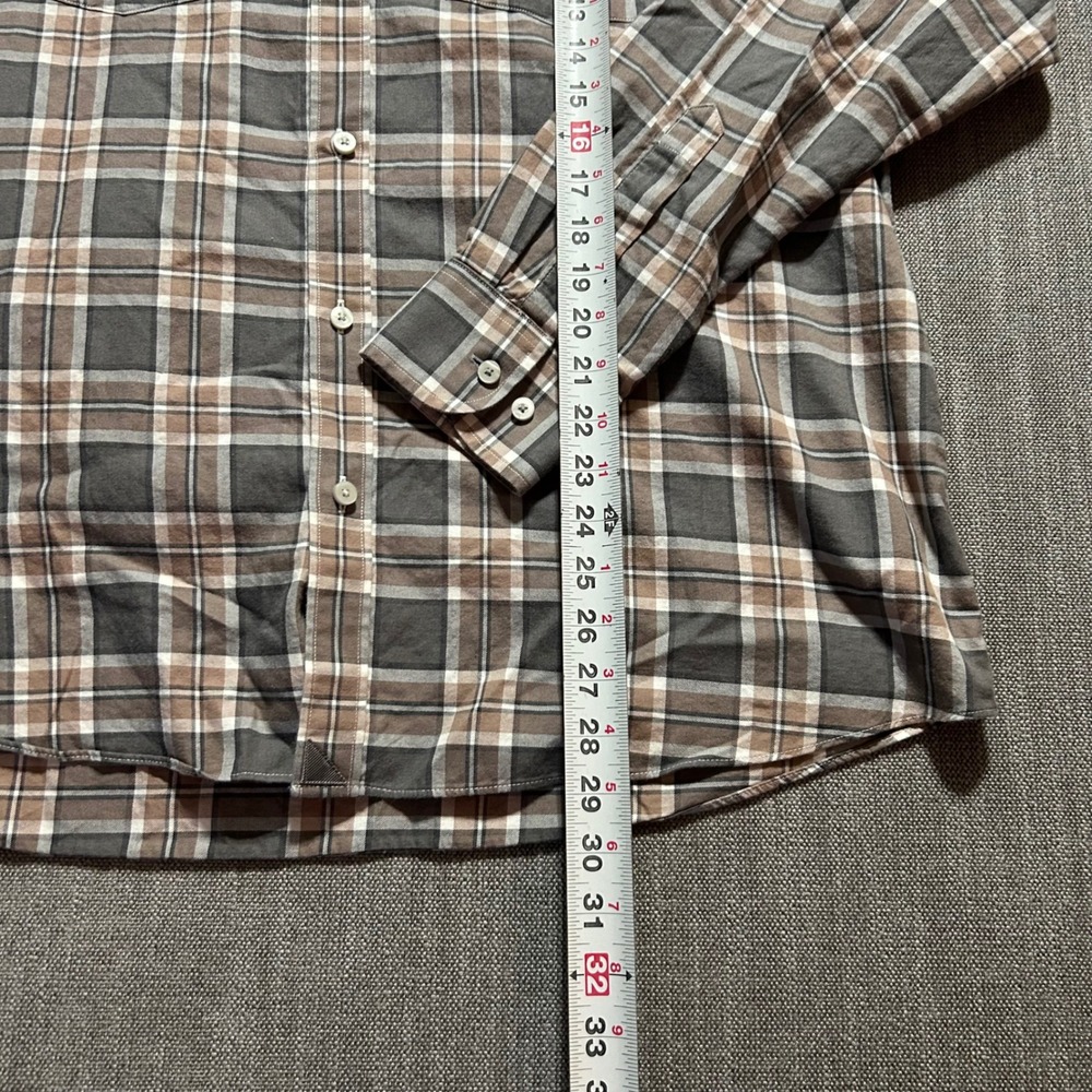 UNTUCKit Mens XXL Plaid Button Down Shirt Brown Cotton Long Sleeve Flap Pocket - Picture 4 of 6
